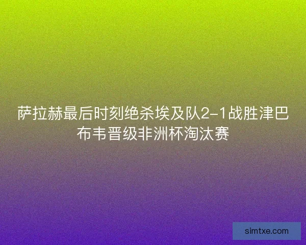 萨拉赫最后时刻绝杀埃及队2-1战胜津巴布韦晋级非洲杯淘汰赛